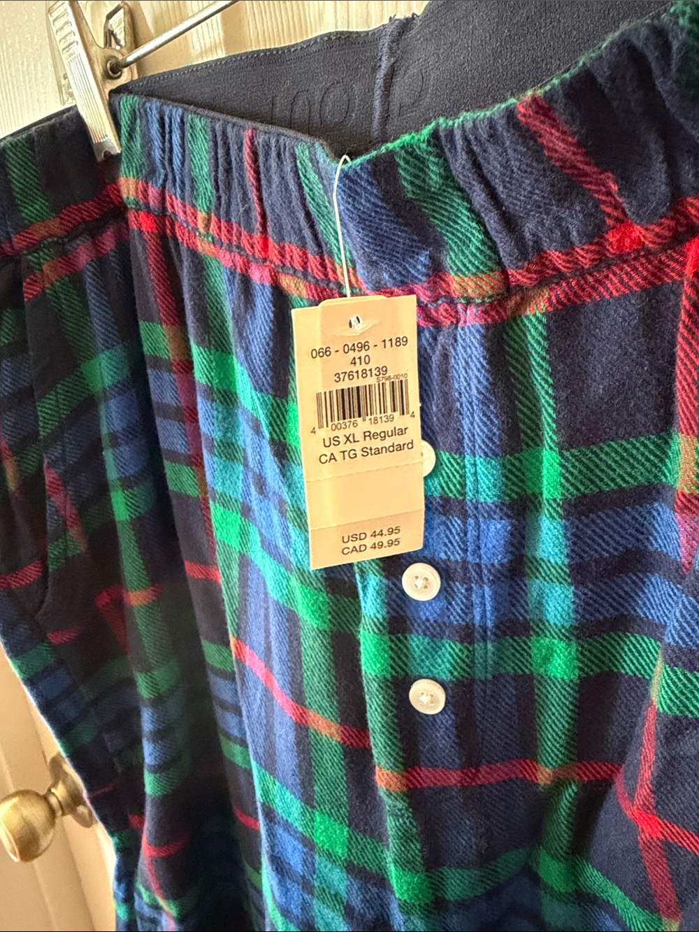 Aerie Women’s Plaid Flannel Pajama Pants - Green/Blue Sz XL.  New. Box56 - Picture 2 of 4